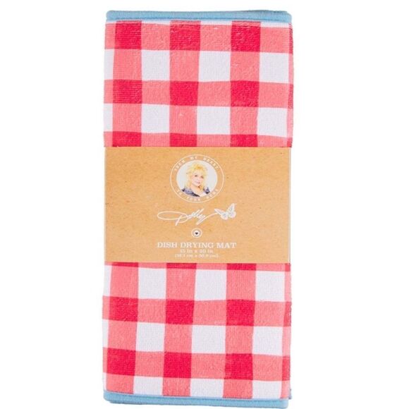 Dolly Parton Checkered Dish Drying Mat- Red/White - Picture 2 of 6